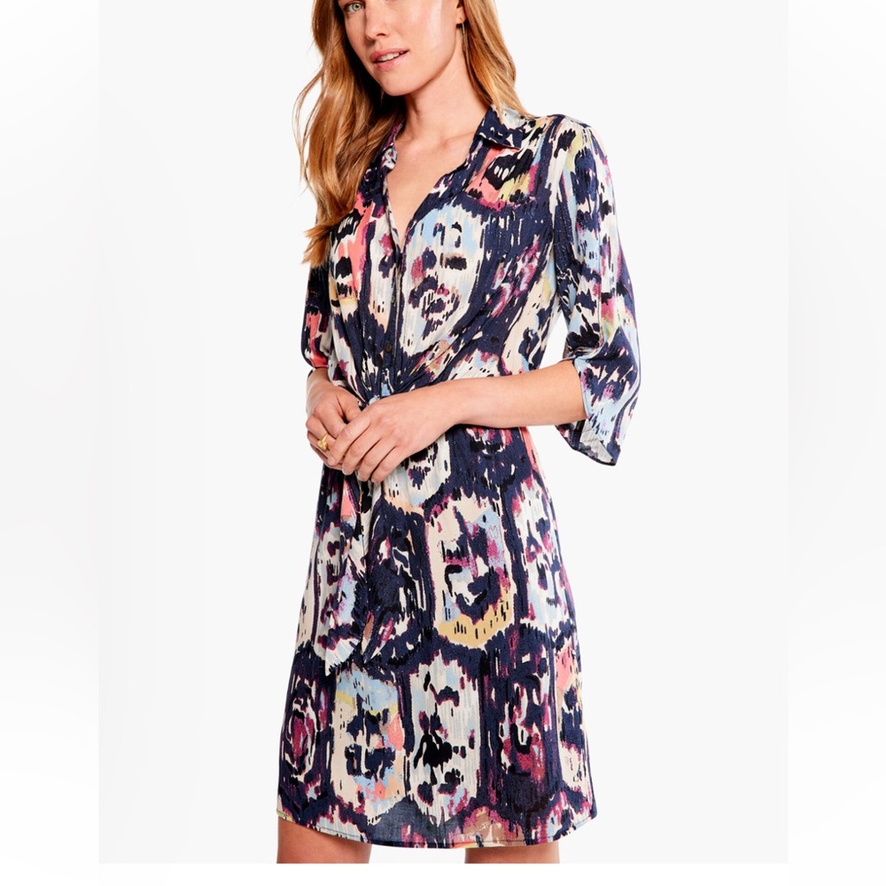 Nic & Zoe Medallion Mix Tie Front Airy Dress
